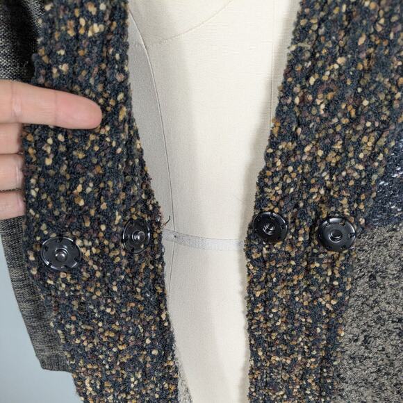 Orvis Cardigan Sweater S Brown Duster Long Chunky Patchwork Artsy Boho Y2K - Picture 7 of 9